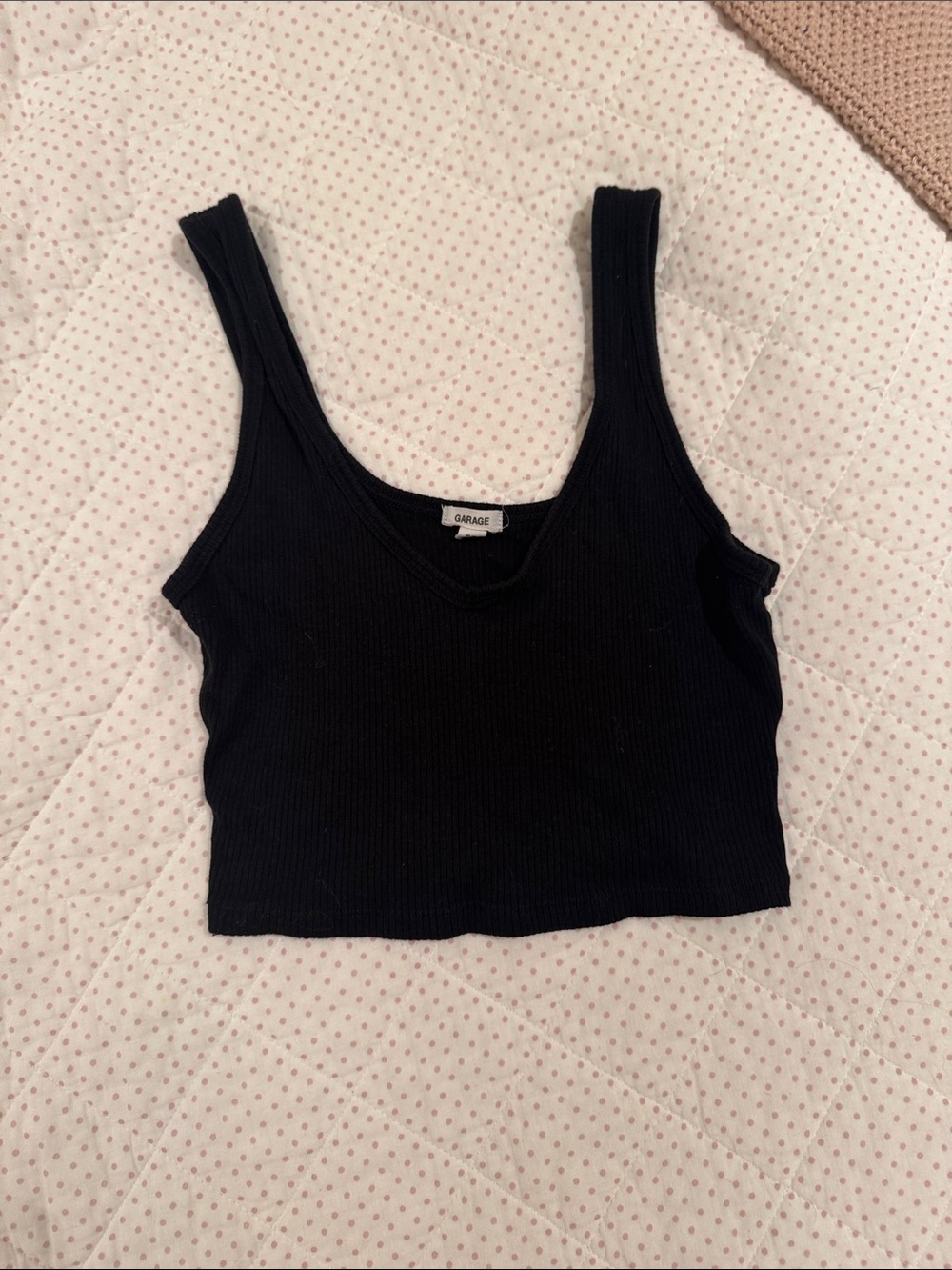 Garage Black Ribbed Scoop Neck Tank
